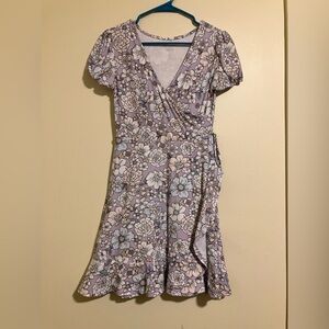 Floral Wrap Dress in Lavender 8525